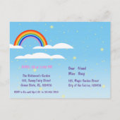 ユニコーンと妖精魔法誕生日パーティー インビテーションポストカード (裏面)