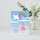 ユニコーンと妖精魔法誕生日パーティー インビテーションポストカード (スタンド正面)