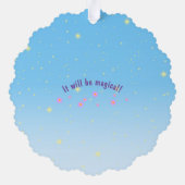 ユニコーンと妖精魔法誕生日パーティー オーナメントカード (裏面)