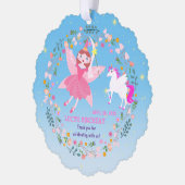 ユニコーンと妖精魔法誕生日パーティー オーナメントカード (左)