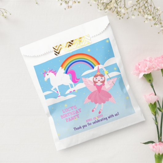 ユニコーンと妖精魔法誕生日パーティー フェイバーバッグ (封をした状態)