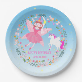ユニコーンと妖精魔法誕生日パーティー ペーパープレート