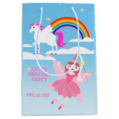 ユニコーンと妖精魔法誕生日パーティー ミディアムペーパーバッグ (正面)