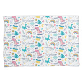 ユニコーンと恐竜のパターン 枕カバー (正面右)