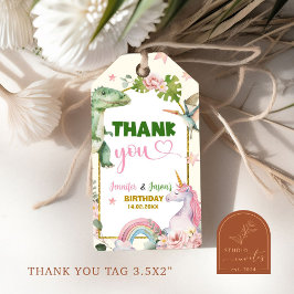 ユニコーンと恐竜の共同兄弟姉妹ギフトラベル ギフトタグ