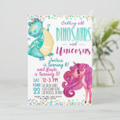 ユニコーンと恐竜の共同誕生日招待状 招待状 (スタンド正面)