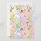 ユニコーンと恐竜の合同誕生日の男の子と女の子 招待状 (裏面)