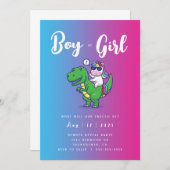 ユニコーンと恐竜の性別リビール招待状3 招待状 (正面/裏面)