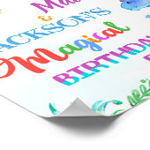 ユニコーンと恐竜の歓迎パーティー標識魔法標識 ポスター (角)