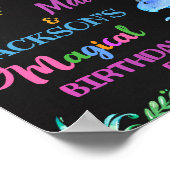 ユニコーンと恐竜の歓迎パーティー標識魔法標識 ポスター (角)