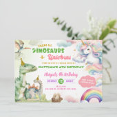 ユニコーンと恐竜の関節誕生日 招待状 (スタンド正面)