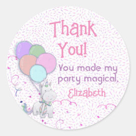 ユニコーンと振りかけるカラフル誕生日 ラウンドシール