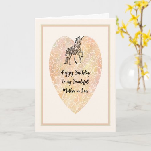 ユニコーンと義理の母のための誕生日カード カード (黄色い花)