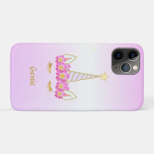 ユニコーンと花のバラ金ゴールドグラデーション Case-Mate iPhoneケース (裏面(横))