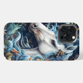 ユニコーンと花の幻想的なデザイン iPhoneケース (裏面横)