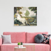 ユニコーンと若い女性(Domenicino) キャンバスプリント (インサイチュ (リビング))