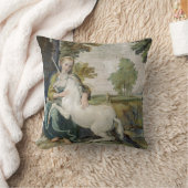 ユニコーンと若い女性(Domenicino) クッション (ブランケット)