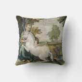 ユニコーンと若い女性(Domenicino) クッション (裏面)