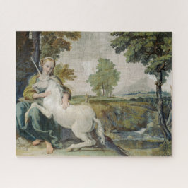 ユニコーンと若い女性(Domenicino) ジグソーパズル