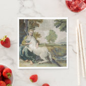 ユニコーンと若い女性(Domenicino) スタンダードランチョンナプキン (インサイチュ)