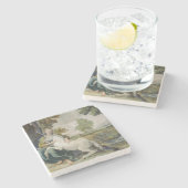 ユニコーンと若い女性(Domenicino) ストーンコースター (横)