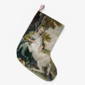ユニコーンと若い女性(Domenicino) スモールクリスマスストッキング (正面 (吊り時))
