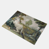 ユニコーンと若い女性(Domenicino) ドアマット (アングル)