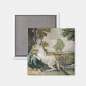 ユニコーンと若い女性(Domenicino) マグネット (正面/裏面)