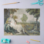 ユニコーンと若い女性(Domenicino) 薄葉紙 (クラフト)