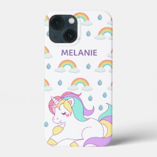 ユニコーンと虹のかわいいパーソナライズされた姿  iPhone 13 MINIケース