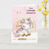 ユニコーンと虹のハッピーバースデーグリーティングカード カード (黄色い花)