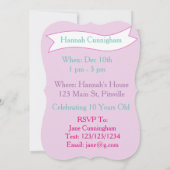 ユニコーンと虹のピンクの誕生日招待状 招待状 (裏面)