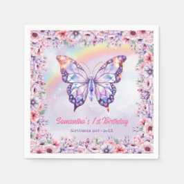 ユニコーンと虹の誕生日パーティー妖精の城 スタンダードカクテルナプキン