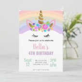 ユニコーンと虹の誕生日パーティー招待状 招待状 (スタンド正面)