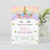 ユニコーンと虹の誕生日パーティー招待状 招待状 (スタンド正面)