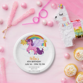 ユニコーンと虹の誕生日 ペーパープレート