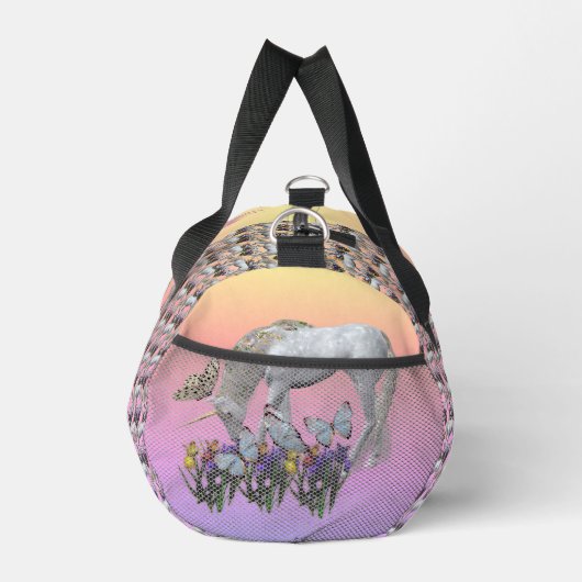 ユニコーンと蝶のパーソナライズされた動物 ダッフルバッグ (右)