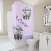 ユニコーンと蝶のファンタジー パーソナライズされた シャワーカーテン (インサイチュ)