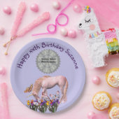 ユニコーンと蝶の写真の誕生日パーティー ペーパープレート (パーティー)