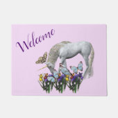 ユニコーンと蝶の動物 ドアマット (正面)