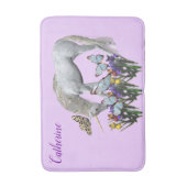 ユニコーンと蝶の動物 バスマット (正面縦)