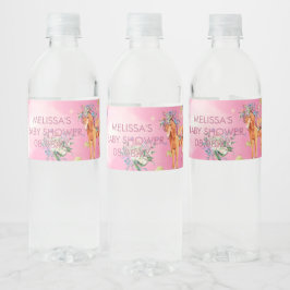 ユニコーンと蝶の水色ピンク ペットボトルラベル