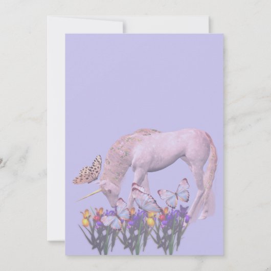 ユニコーンと蝶の誕生日パーティー 招待状 (裏面)