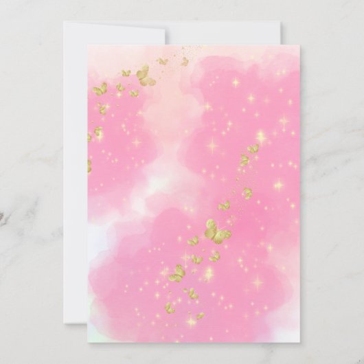 ユニコーンと蝶の赤ちゃんシャワーの招待状 招待状 (裏面)