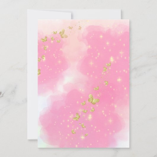 ユニコーンと蝶の魔法の空白の enchanted 招待状 (裏面)