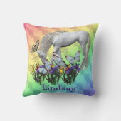 ユニコーンと蝶パーソナライズされた クッション (裏面)