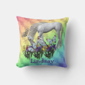 ユニコーンと蝶パーソナライズされた クッション (正面)