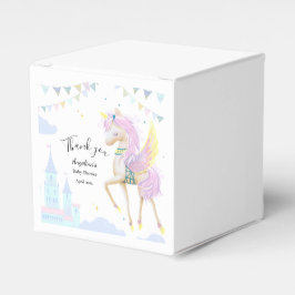 ユニコーンと赤ちゃんシャワーのための好意ボックス。 フェイバーボックス