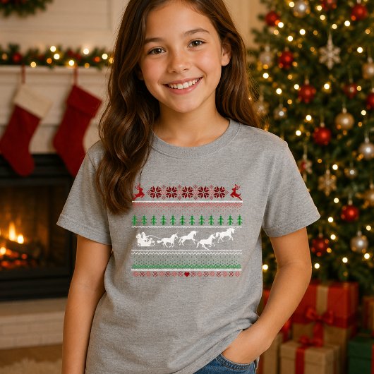ユニコーンと醜いクリスマスサンタのソリ Tシャツ