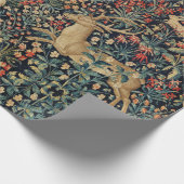 ユニコーンと鹿、花、森林動物のフローラ ラッピングペーパー (角)